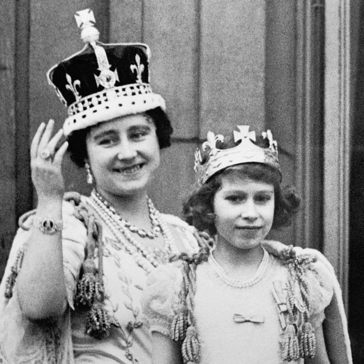 Queen Elizabeth (the Queen Mother) with her eldest daughter Princess Elizabeth (later Queen Elizabeth II) in 1937, during George VI's coronation