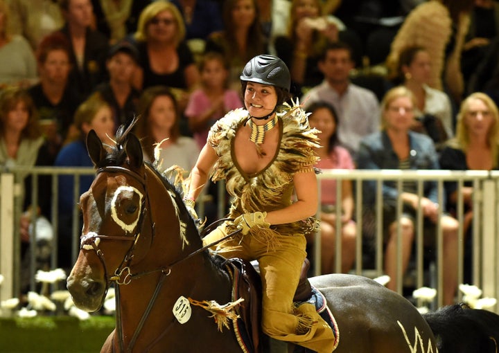 Kaley Cuoco, pictured performing in a 2014 competition in Los Angeles, faced amputation after a 2010 horseback riding accident.