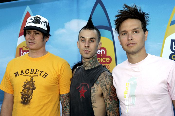 Tom DeLonge, Travis Barker and Mark Hoppus of Blink-182, pictured in 2004, have a new album coming out and will be going on a world tour in 2023.