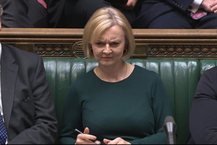 Prime Minister Liz Truss reacts during Prime Minister's Questions in the House of Commons, London. 