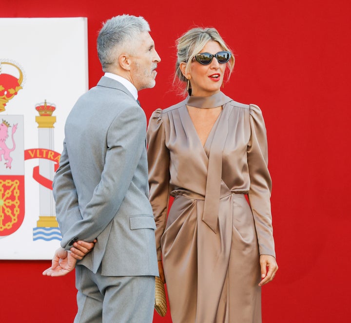 Yolanda Díaz, momentos antes del desfile.