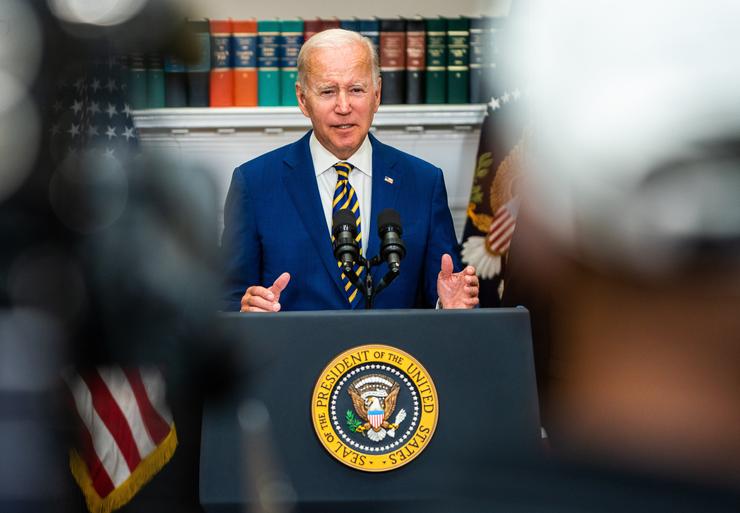 President Joe Biden delivers remarks regarding student loan debt forgiveness in the Roosevelt Room of the White House, Aug. 24, 2022.