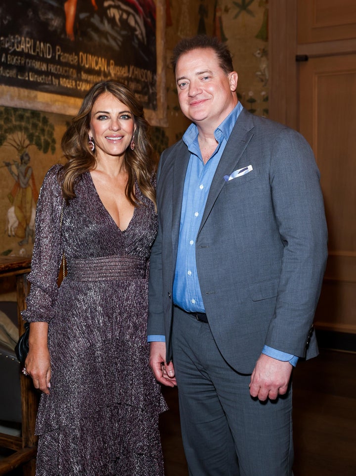  Elizabeth Hurley and Brendan Fraser attend a special screening of "The Whale" in London, England. 