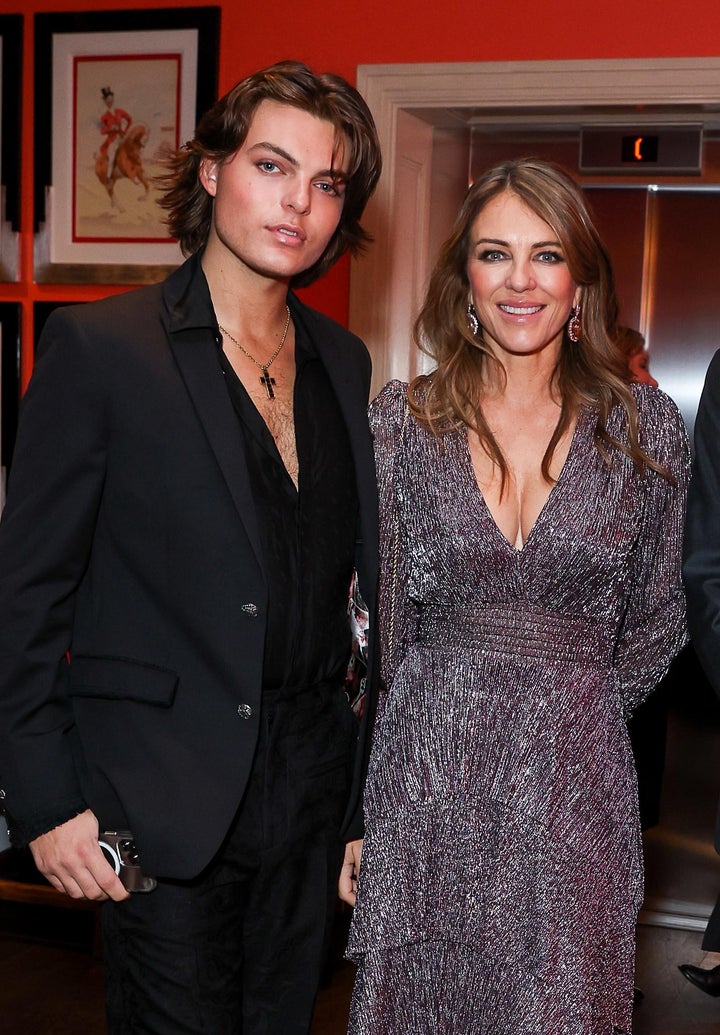 Damian Hurley and Elizabeth Hurley pictured together at "The Whale" screening