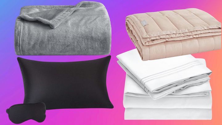 Amazon’s bedding discounts include 100% Mulberry silk pillowcase and eye mask set, a fleece blanket by Bedsure and weighted blanket and Mellanni luxury hotel sheets. 