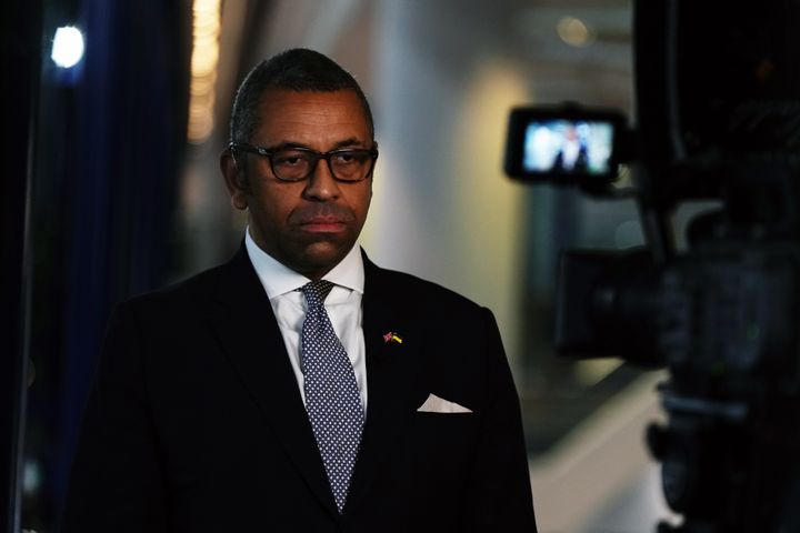 Foreign Secretary James Cleverly speaks to the media ahead of the Conservative Party annual conference at the International Convention Centre in Birmingham. Picture date: Wednesday October 5, 2022.