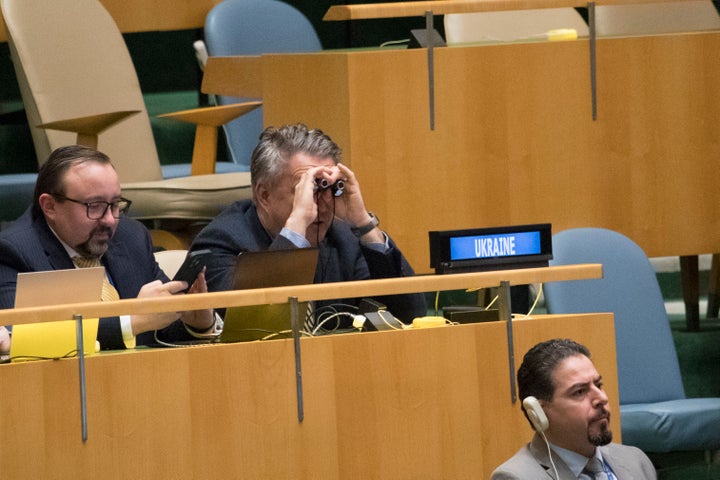 Permanent Representative of Ukraine to the United Nations Sergiy Kyslytsya attends the United Nations General Assembly's 11th emergency special session on Ukraine at the United Nations headquarters in New York City on Oct. 12, 2022.