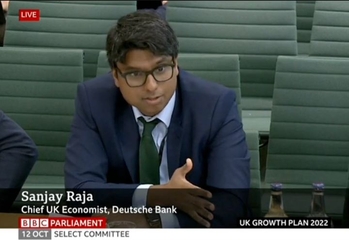Sanjay Raja speaking to MPs about the economy