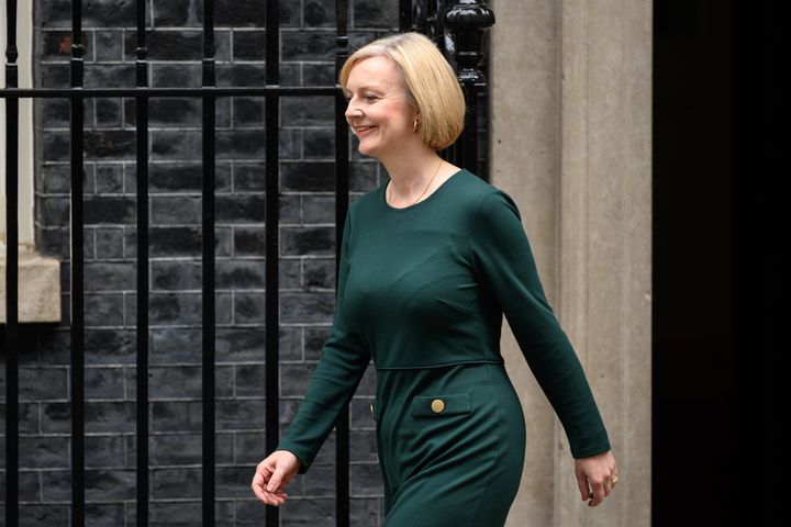 Liz Truss leaves Downing Street on Wednesday.