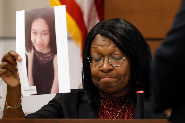 Anne Ramsay holds a picture of her daughter, Helena, before giving her victim impact statement during the penalty phase of the trial back in August.