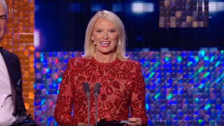 Anneka Rice on stage at the NTAs