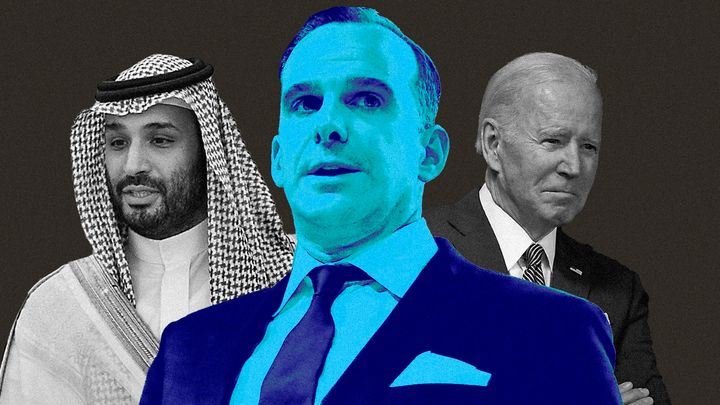 A composite of Saudi Crown Prince Mohammed bin Salman, White House adviser Brett McGurk and U.S. President Joe Biden