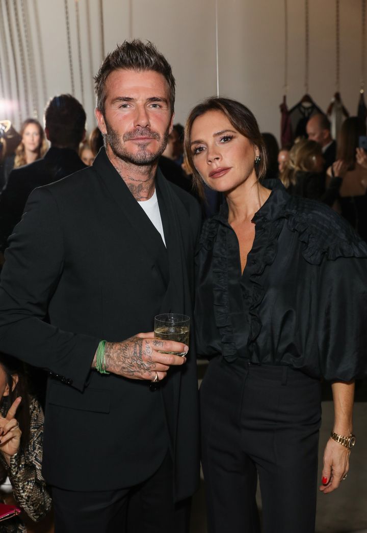 David and Victoria Beckham at her Dover Street store, on September 30, 2019 in London, England.
