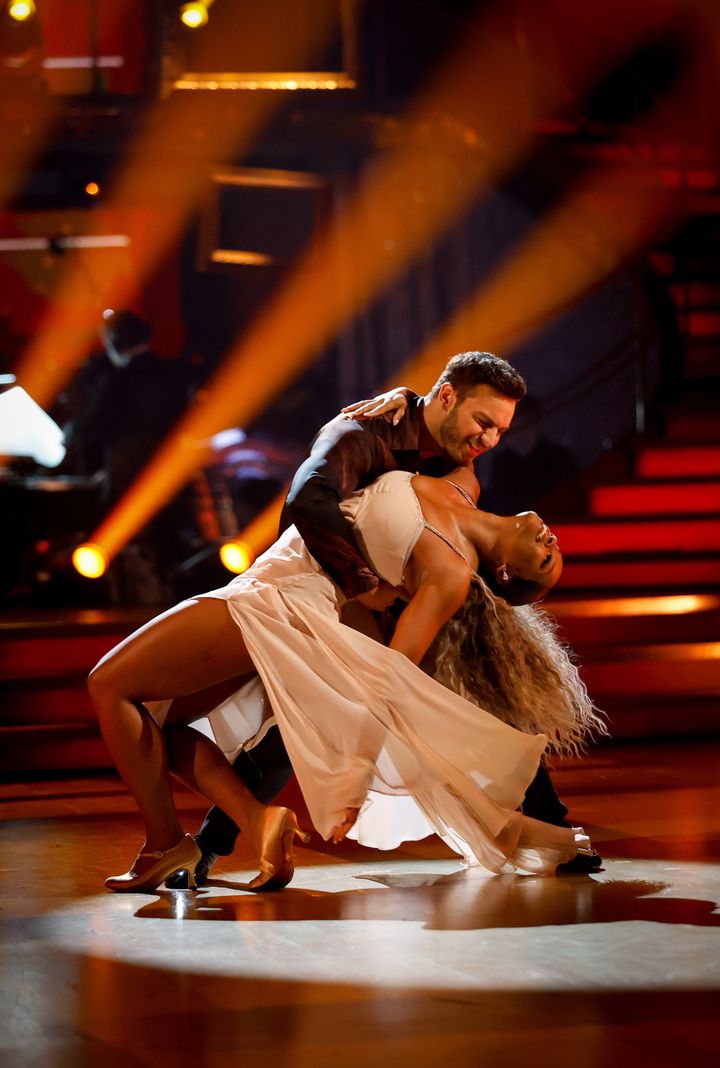Fleur East and Vito Coppola performing together earlier in the series