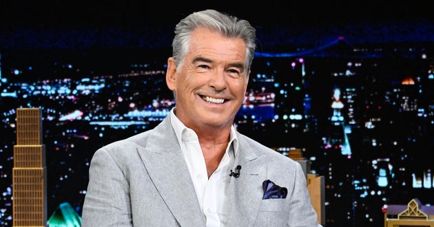 Pierce Brosnan in the Tonight Show studio