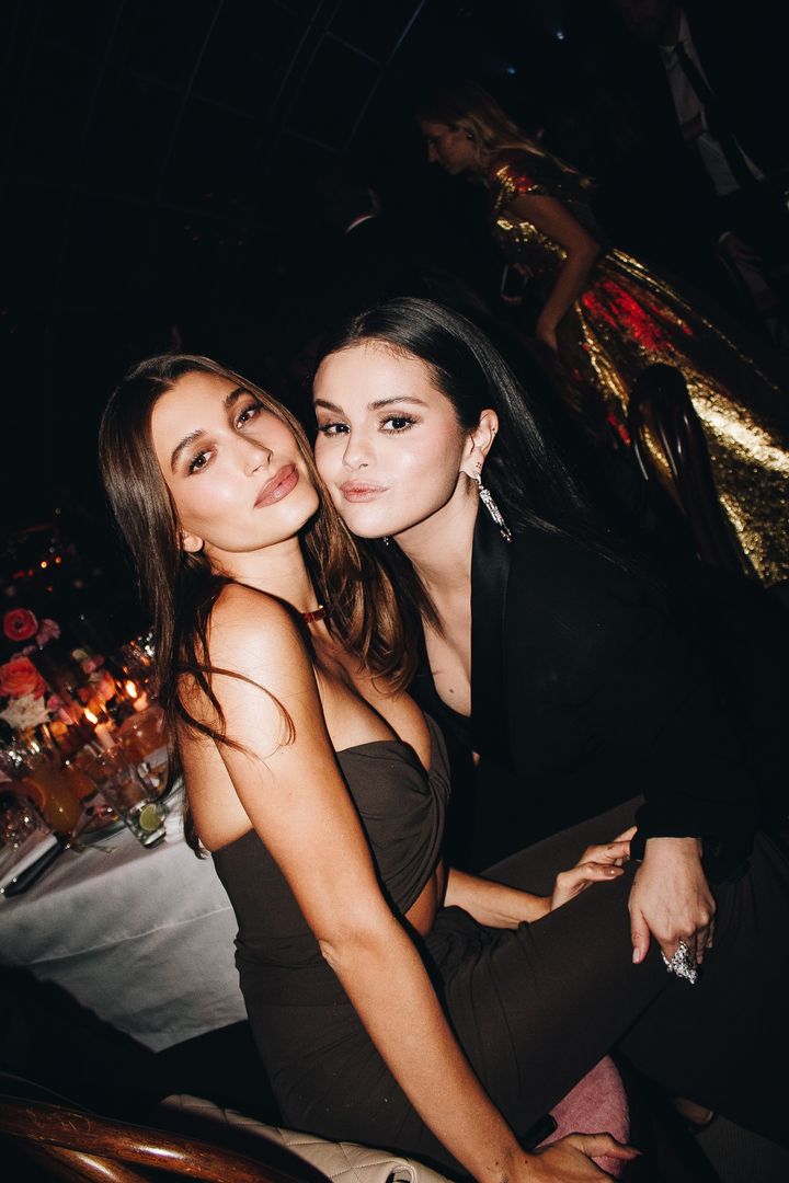 Hailey Bieber (left) and Selena Gomez attend the Academy Museum Gala.