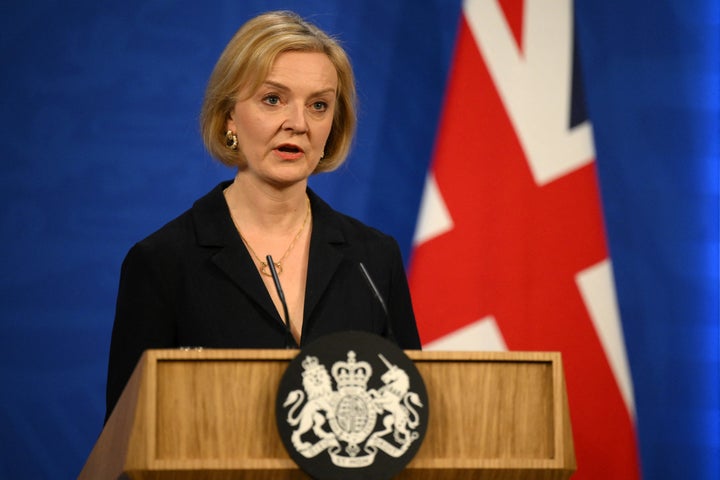 British Prime Minister Liz Truss attends a news conference in London, Britain, October 14, 2022. Daniel Leal/Pool via REUTERS