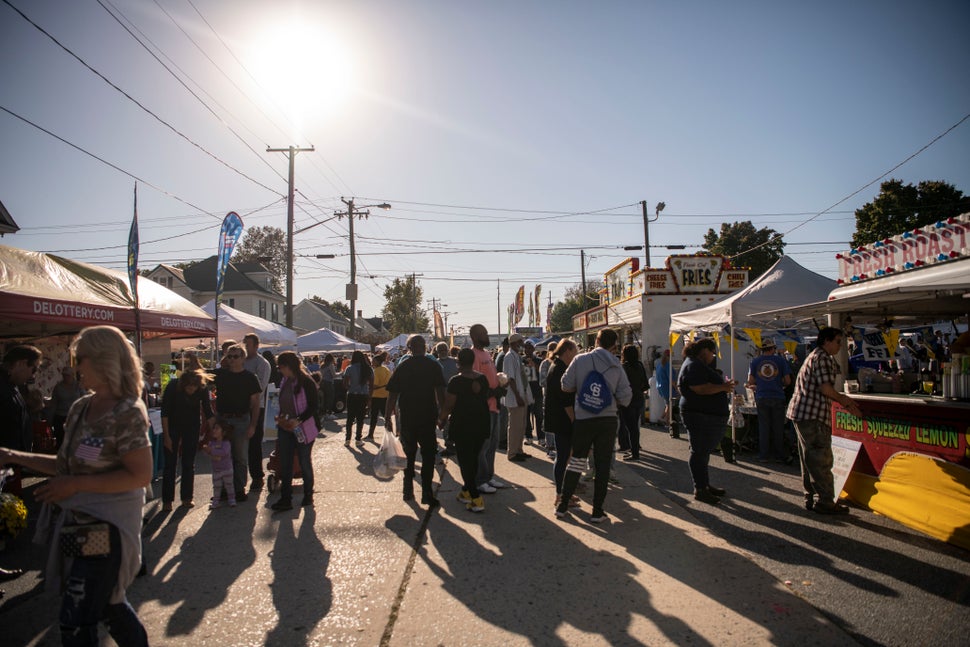 Crowds of people enjoy the festival.