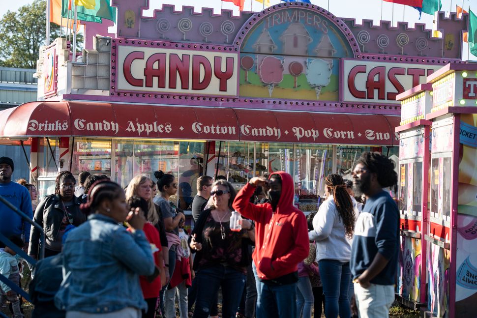Crowds of people enjoy the Apple Scrapple Festival in Bridgeville, Delaware, on Oct. 16.