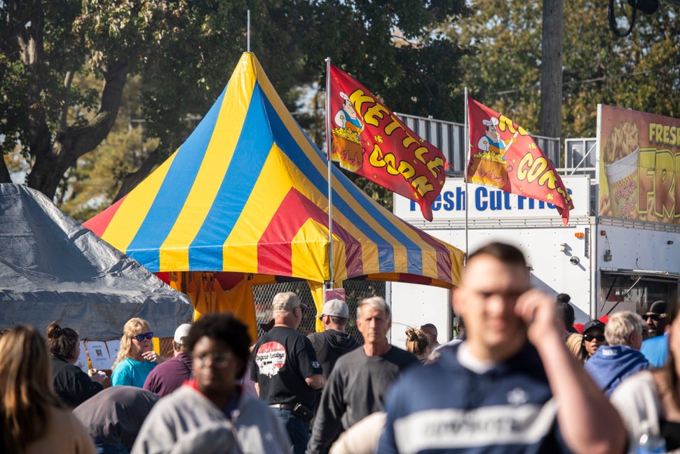 Crowds of people enjoy the Apple Scrapple Festival.