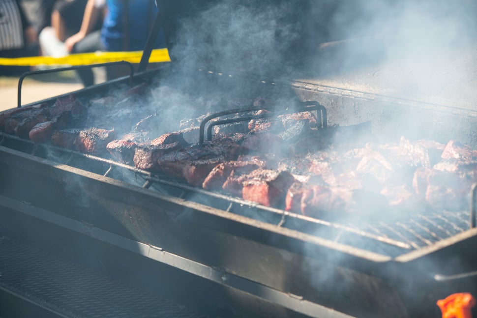 Roast beef cooking. 