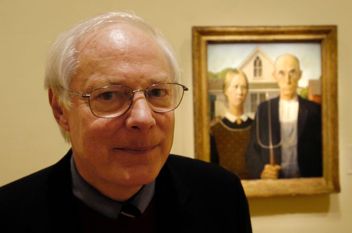 Former Rep. Jim Leach (R-Iowa) is seen in 2006 at the Renwick Gallery of the Smithsonian American Art Museum in Washington, D.C., in front of Grant Wood's "American Gothic." Wood painted in much of Leach's district.