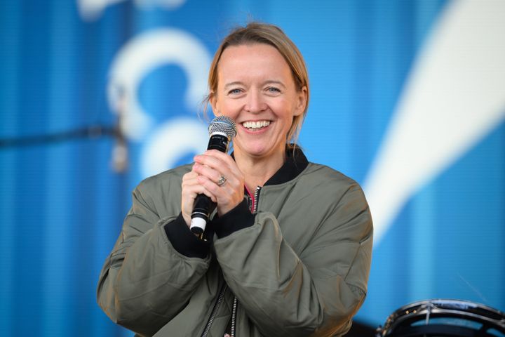 Emily Eavis on the Pyarmid Stage during day four of Glastonbury Festival at Worthy Farm, Pilton on June 25, 2022.