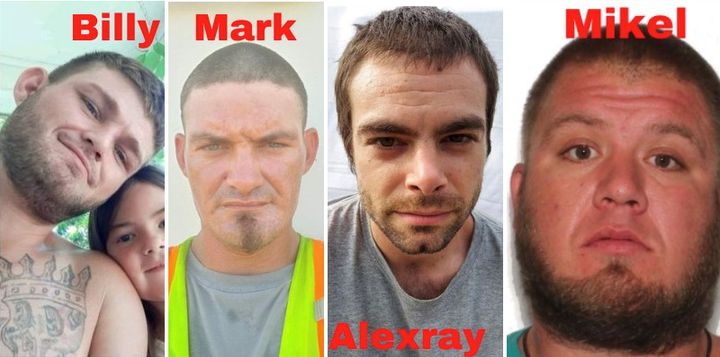 Billy Chastain, 30, Mark Chastain, 32, Alex Stevens, 29, and Mike Sparks, 32, were believed to have left Chastain's house on Oct. 9.