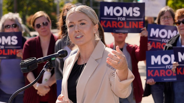 New Hampshire Republican 1st Congressional District candidate Karoline Leavitt at a campaign event on Sept. 29 in Manchester.
