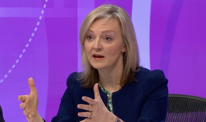 Liz Truss appearing on BBC Question Time in 2016