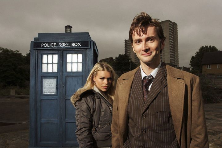 David Tennant as Dr Who with assistant Rose Tyler, played by Billie Piper. 