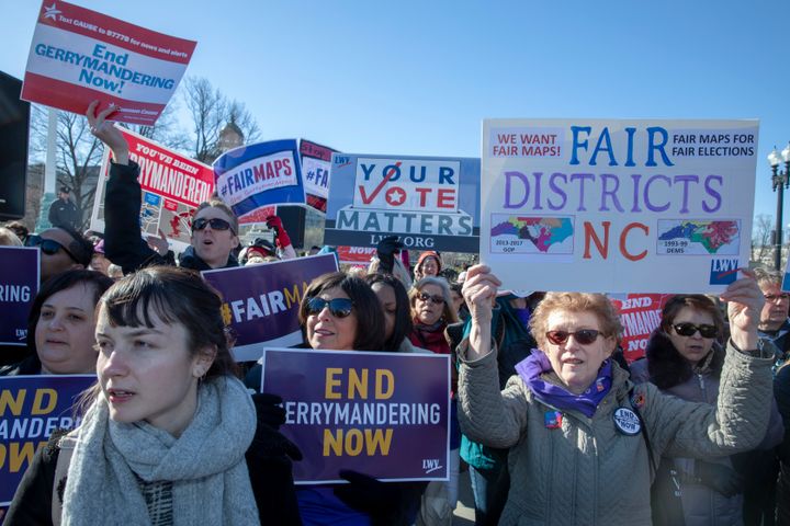 As it did with abortion, the Supreme Court's conservatives ruled in a 2019 case that only state courts could adjudicate claims of partisan gerrymandering, like those made about the district maps in North Carolina and in Maryland before that.