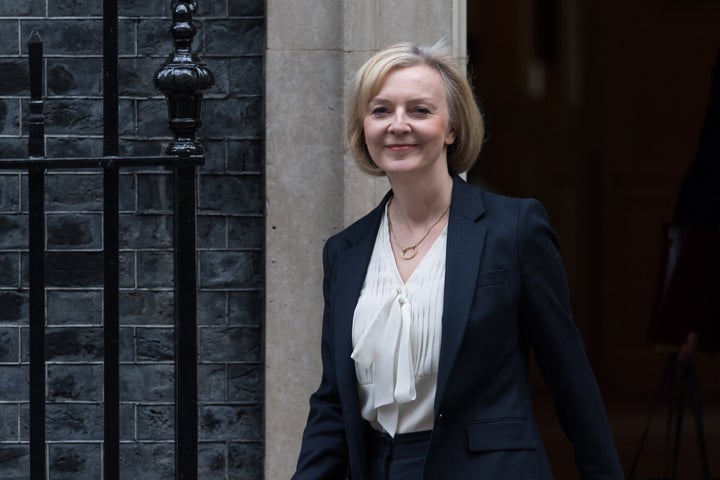 LONDON, UNITED KINGDOM - OCTOBER 19: British Prime Minister Liz Truss departs 10 Downing Street for the weekly Prime Minister's Questions (PMQs) in the House of Commons in London, United Kingdom on October 19, 2022. (Photo by Wiktor Szymanowicz/Anadolu Agency via Getty Images)