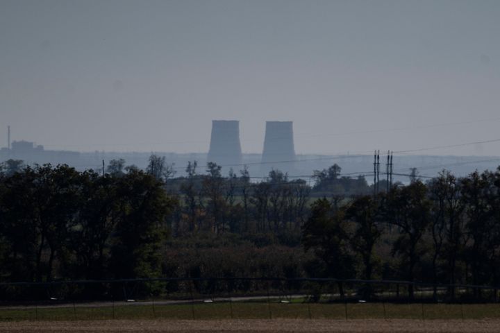 Zaporizhzhia nuclear power plant is seen from around twenty kilometers away in an area in the Dnipropetrovsk region, Ukraine, on Oct. 17, 2022. 
