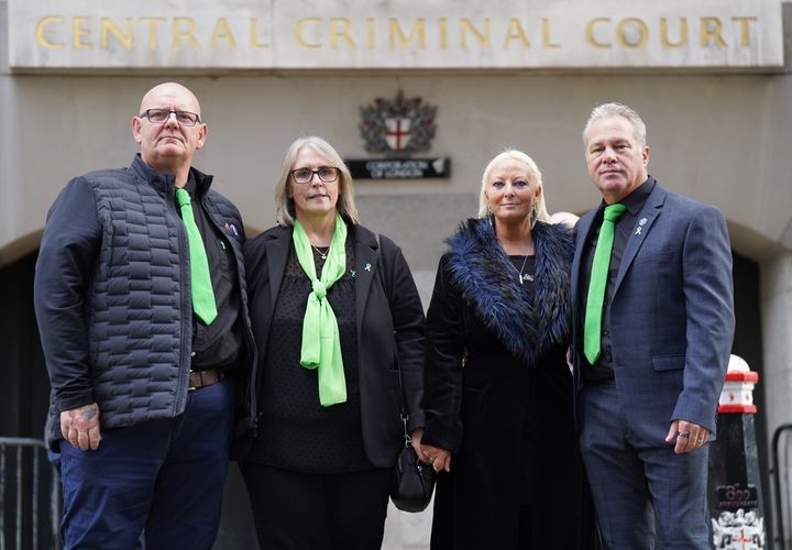 The family of Harry Dunn (left to right) father Tim Dunn, stepmother Tracey Dunn, mother Charlotte Charles and stepfather Bruce Charles pose outside the Old Bailey in London, after Anne Sacoolas pleaded guilty, via video-link from the United States, to causing Harry Dunn's death by dangerous driving.