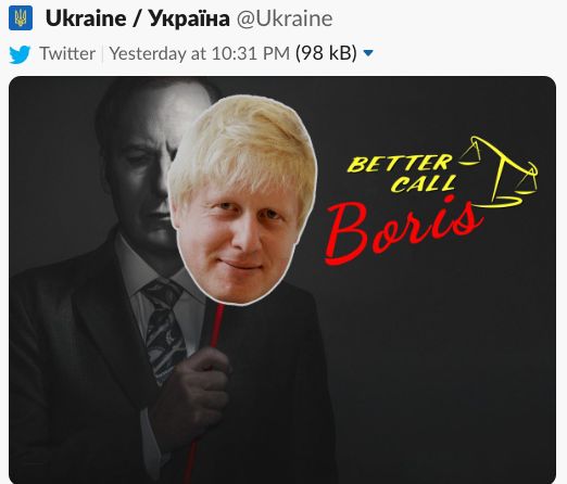 Ukraine edited a picture of Boris Johnson over the top of the character Saul Goodman