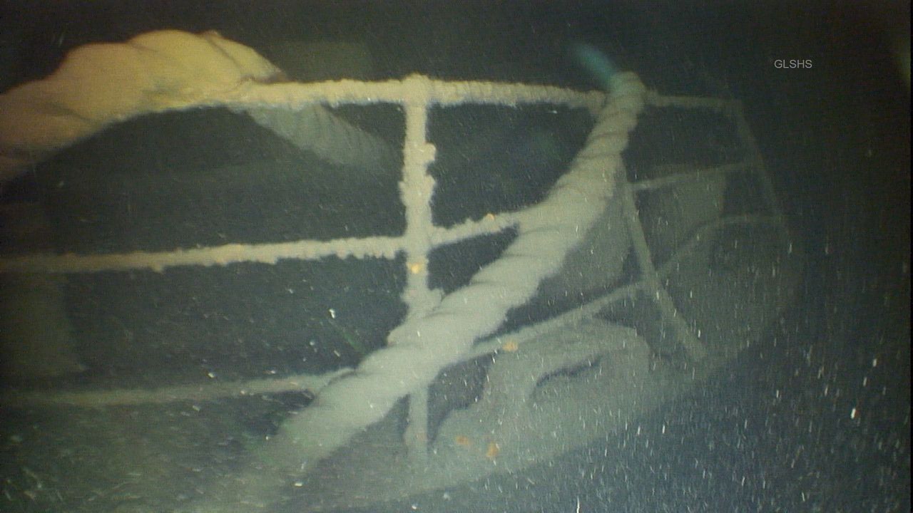 A hawser line seen on the wreck of Barge 129 in Lake Superior. 