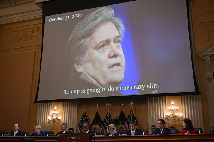 Audio of former presidential strategist Steve Bannon is played Oct. 13. 