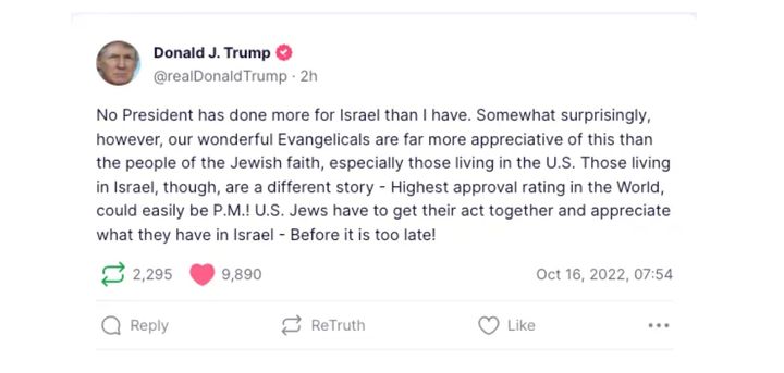 Trump's warning to the Jews.