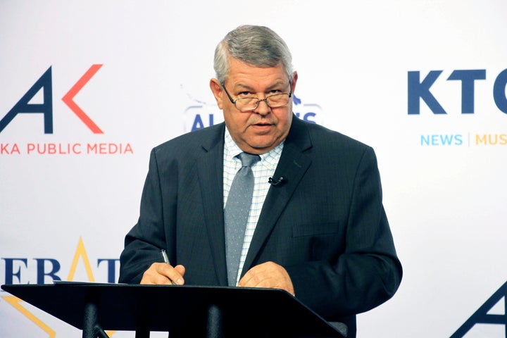 Charlie Pierce, a Republican running for Alaska governor, is shown prior to a televised debate on Oct. 19 in Anchorage, Alaska.
