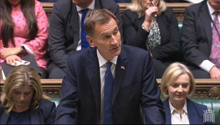 Liz Truss looks on as Jeremy Hunt rips up the core aspects of the mini-budget.