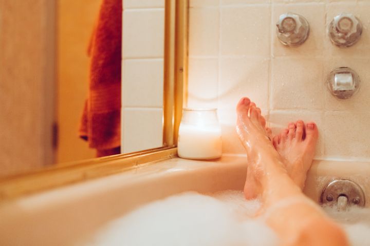 To help you de-stress, tap into what feels good in your body. Maybe it's a warm bath or a pair of silk PJs. 