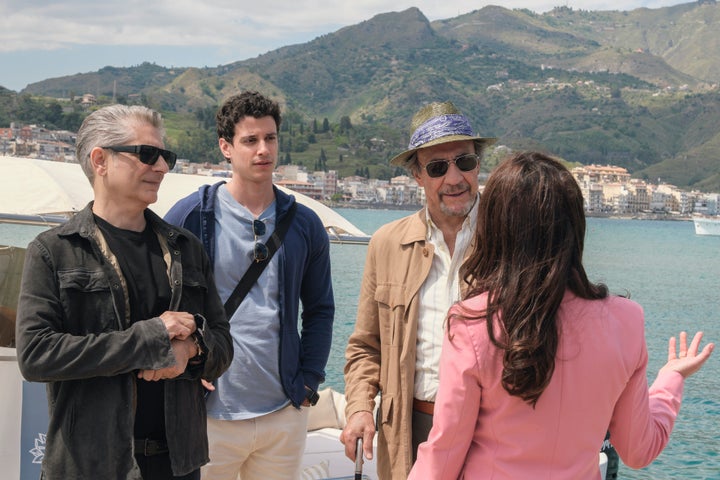 Michael Imperioli, Adam DiMarco, F. Murray Abraham and Sabrina Impacciatore in Season 2 of HBO's "The White Lotus."