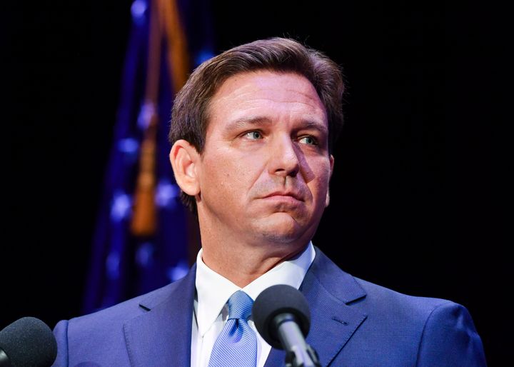 Republican Florida Gov. Ron DeSantis and his Democratic opponent Charlie Crist take to the stage for their only scheduled debate in Fort Pierce, Florida, on Oct. 24, 2022. 