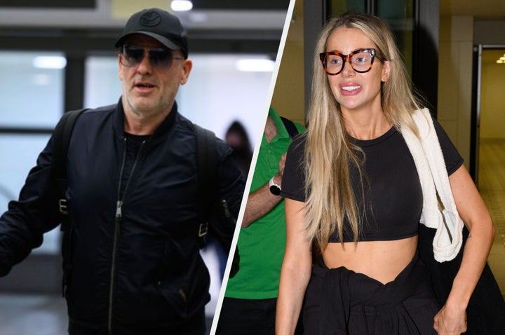 Chris Moyles and Olivia Attwood arrived at Brisbane Airport on Tuesday