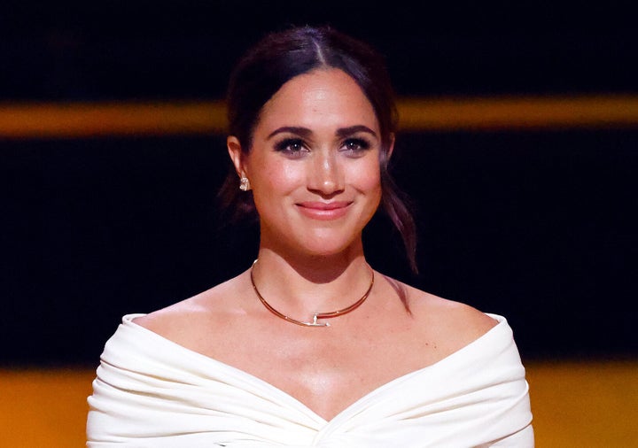 The Duchess of Sussex makes a speech on stage during the opening ceremony of the Invictus Games 2020 in The Hague, Netherlands.