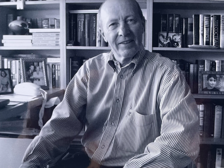 Dad in his beloved library. "He once said he wanted to die at his desk," the author notes.