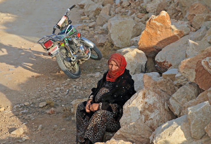 Syrians refugees prepare to leave Lebanon towards Syrian territory through the Wadi Hamid crossing in Arsal on Oct. 26, 2022.