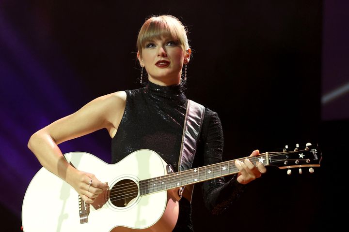 Taylor Swift performing at the Nashville Songwriter Awards last month