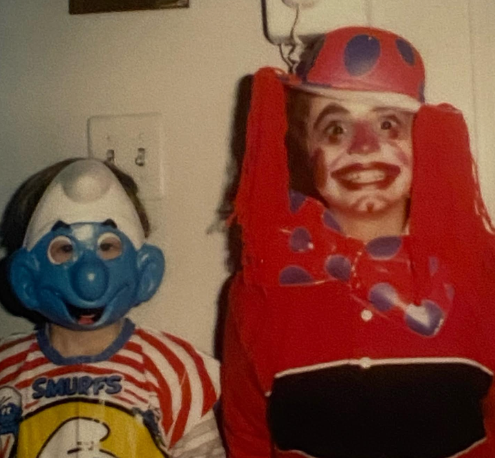 The author, right, and her brother, Rob, on Halloween in 1982.